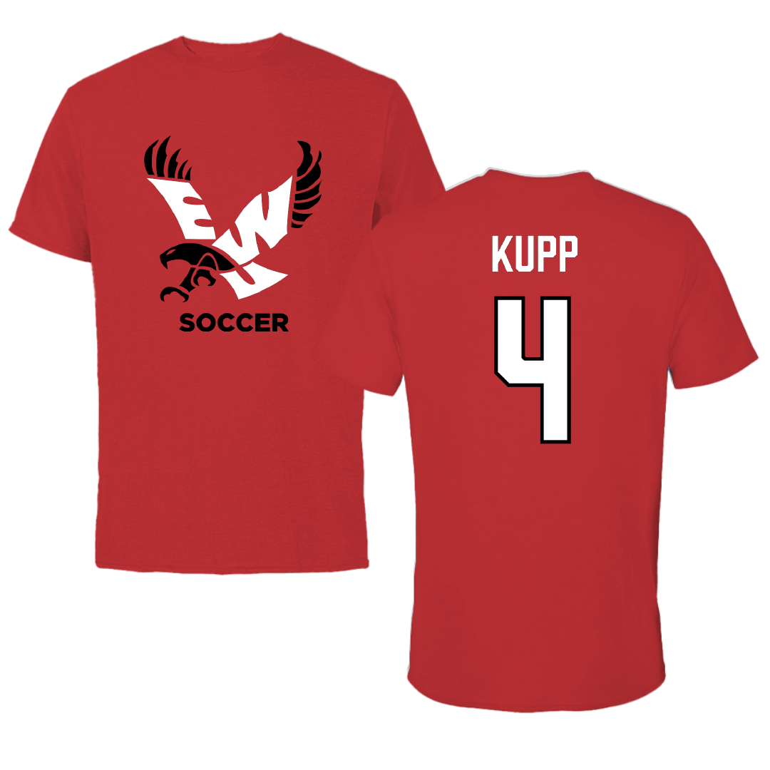 Eastern Washington University Soccer Red Performance Tee - #4 Katrina Kupp