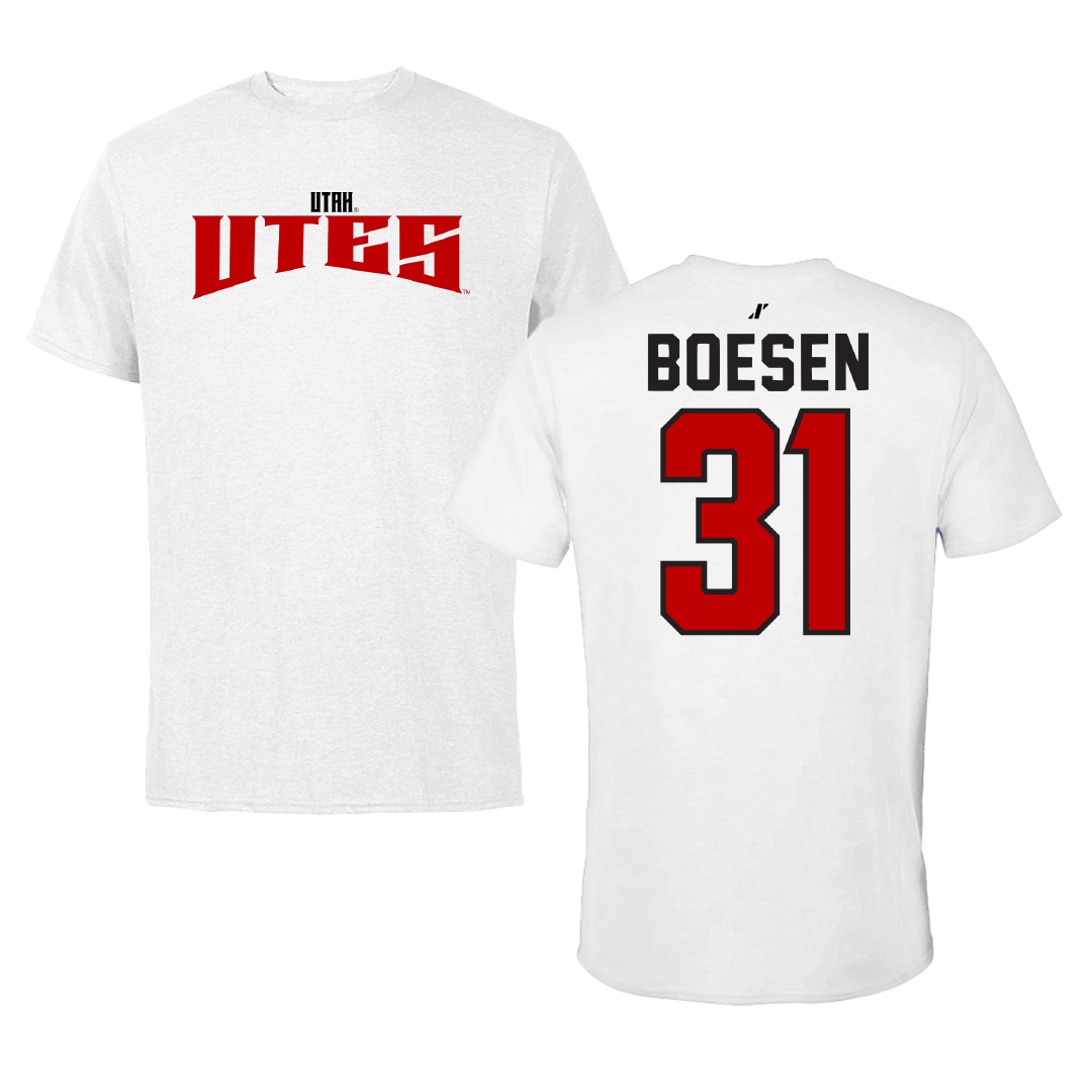 University of Utah Baseball White Classic Performance Tee - #31 Lucas Boesen