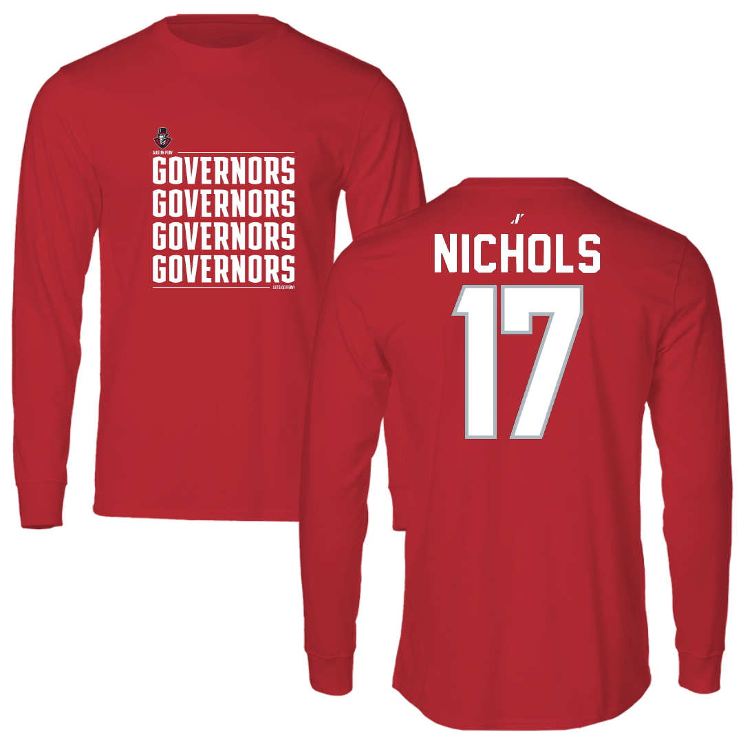 Austin Peay State University Softball Red General Long Sleeve - #17 Emberly Nichols