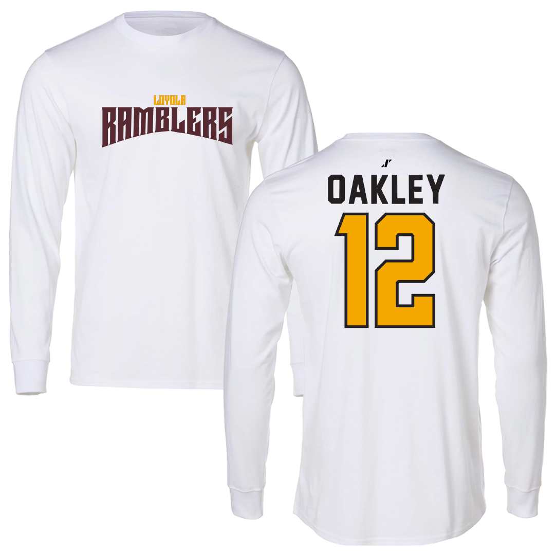 Loyola University-Chicago Volleyball White Classic Performance Long Sleeve - #12 Matt Oakley