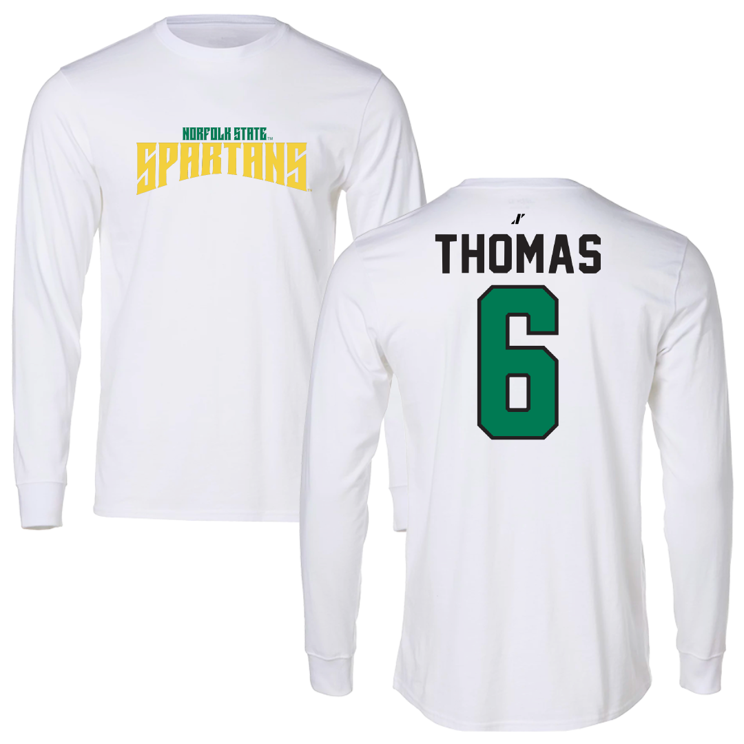 Norfolk State University Basketball White Classic Long Sleeve - #6 Jamarii Thomas