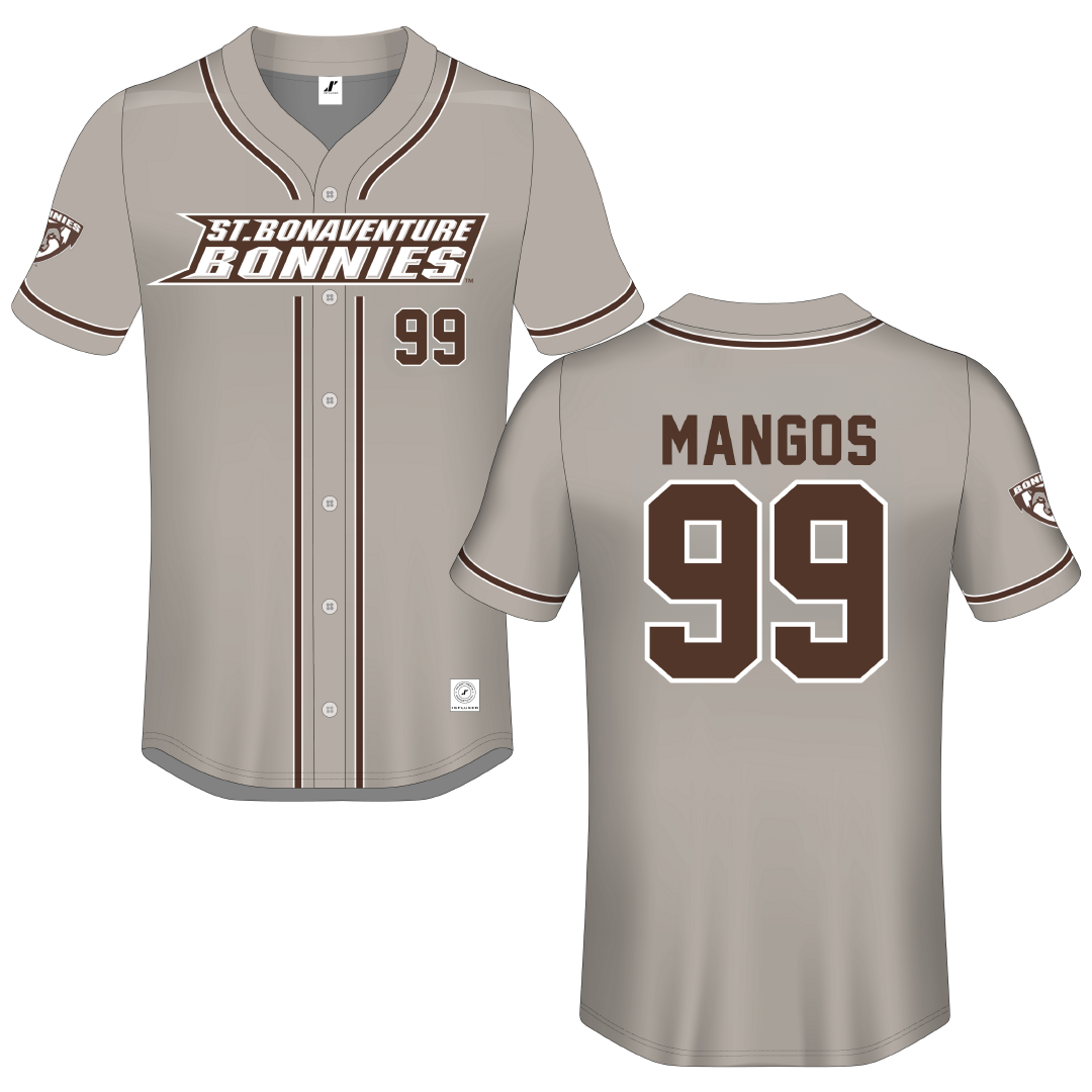 St. Bonaventure University Gray Button-Down Jersey - #99 Reagan Mangos