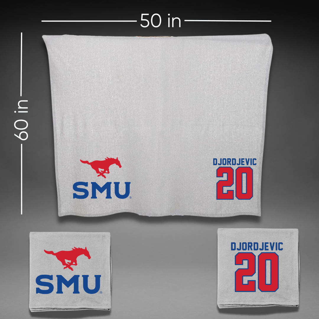 Southern Methodist University Soccer Gray Blanket - #20 Nikola Djordjevic