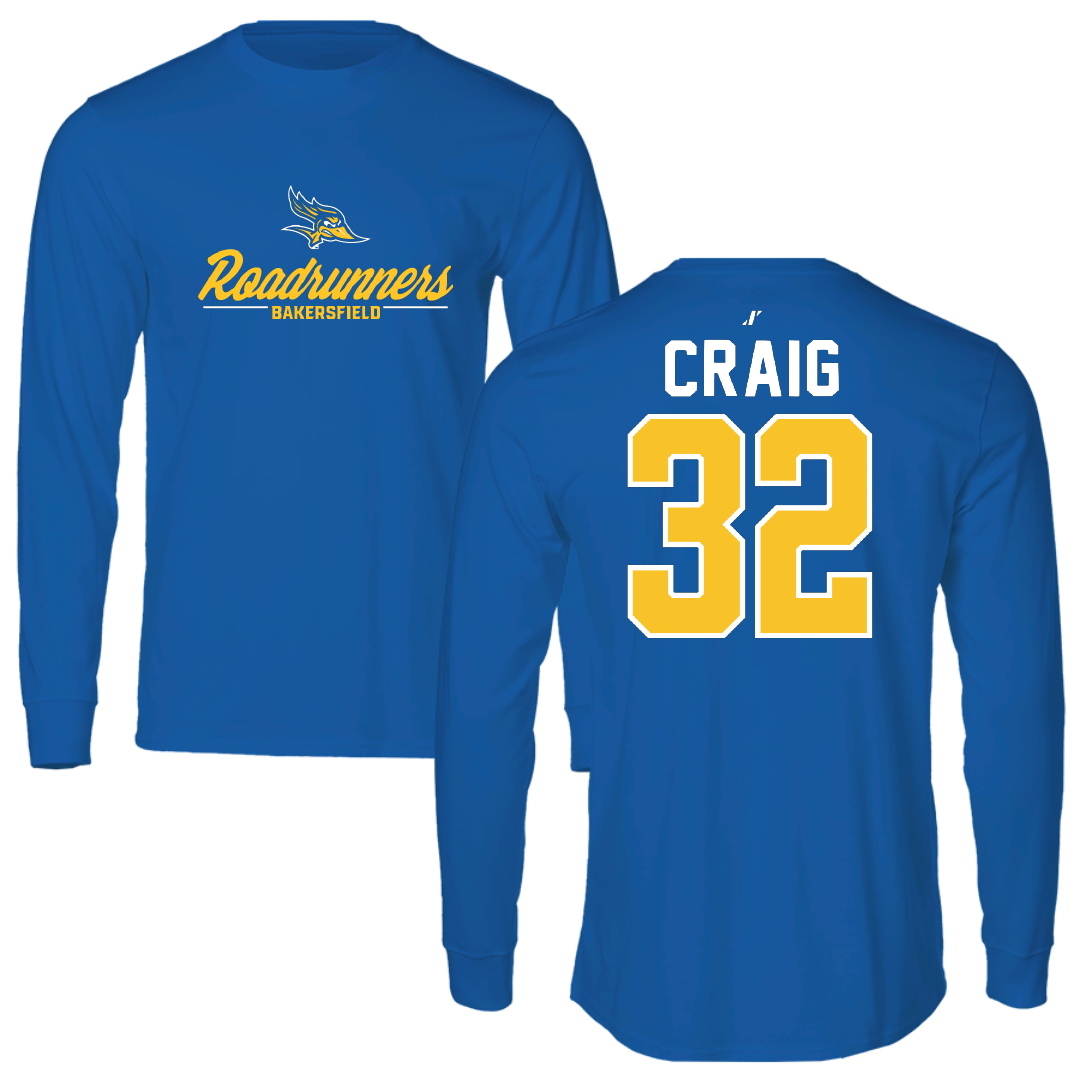 California State University-Bakersfield Baseball Blue General Long Sleeve - #32 Haldon Craig