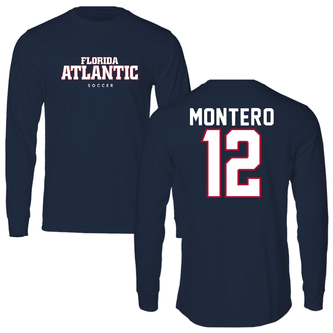 Florida Atlantic University Soccer Navy Block Performance Long Sleeve - #12 Jeremy Montero