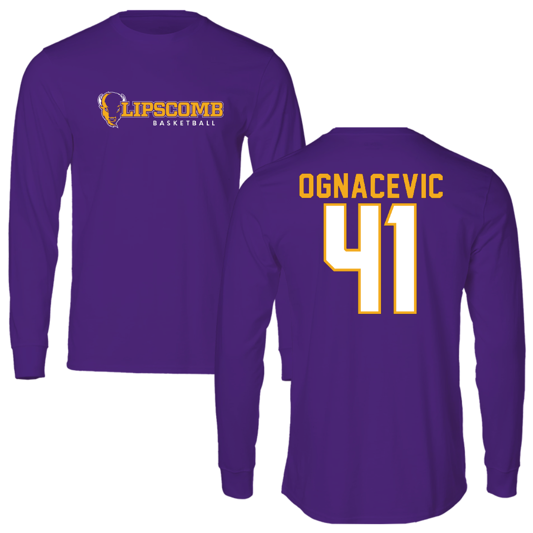 Lipscomb University Basketball Purple Block Long Sleeve - #41 Jacob Ognacevic