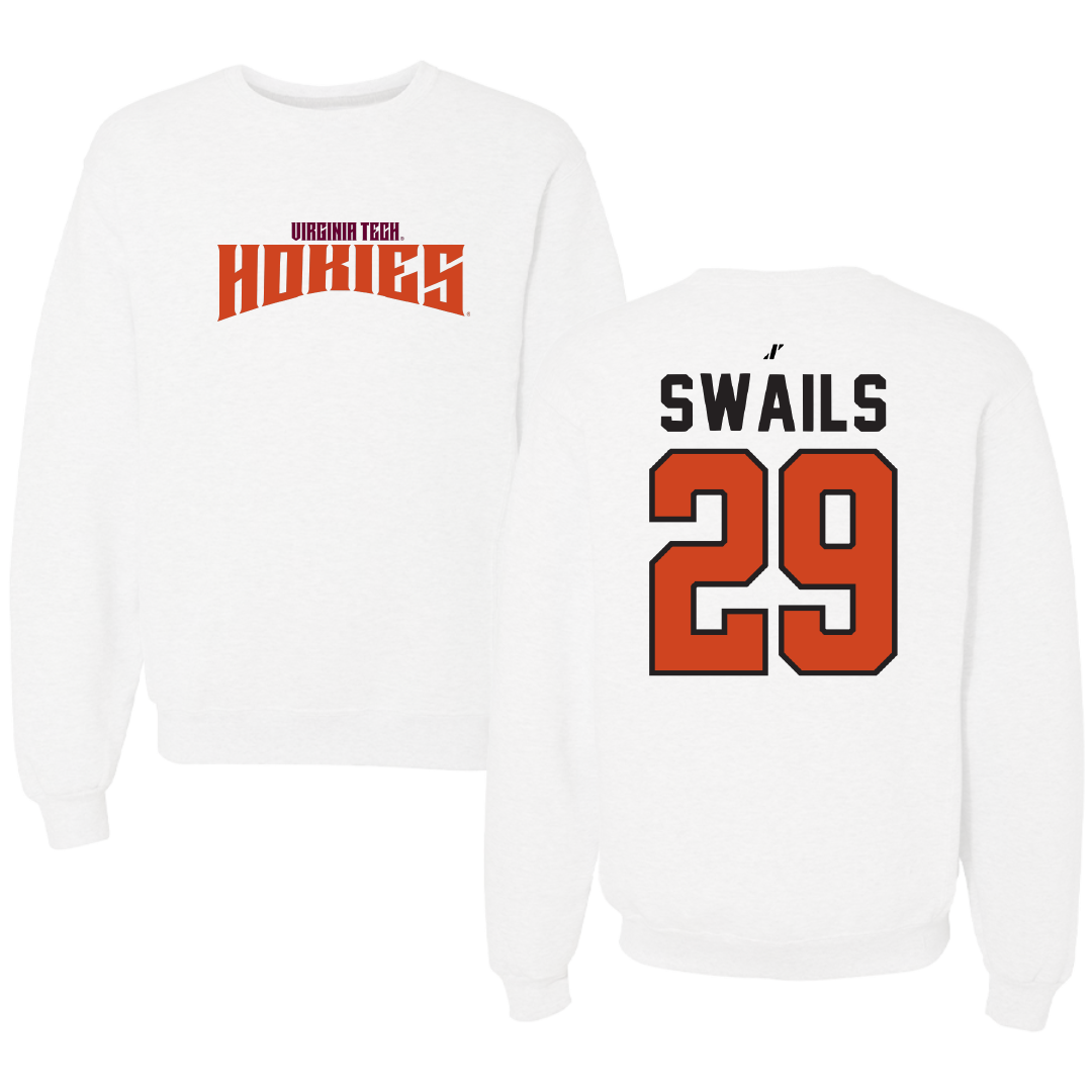 Virginia Tech Baseball White Classic Crewneck - #29 Tucker Swails