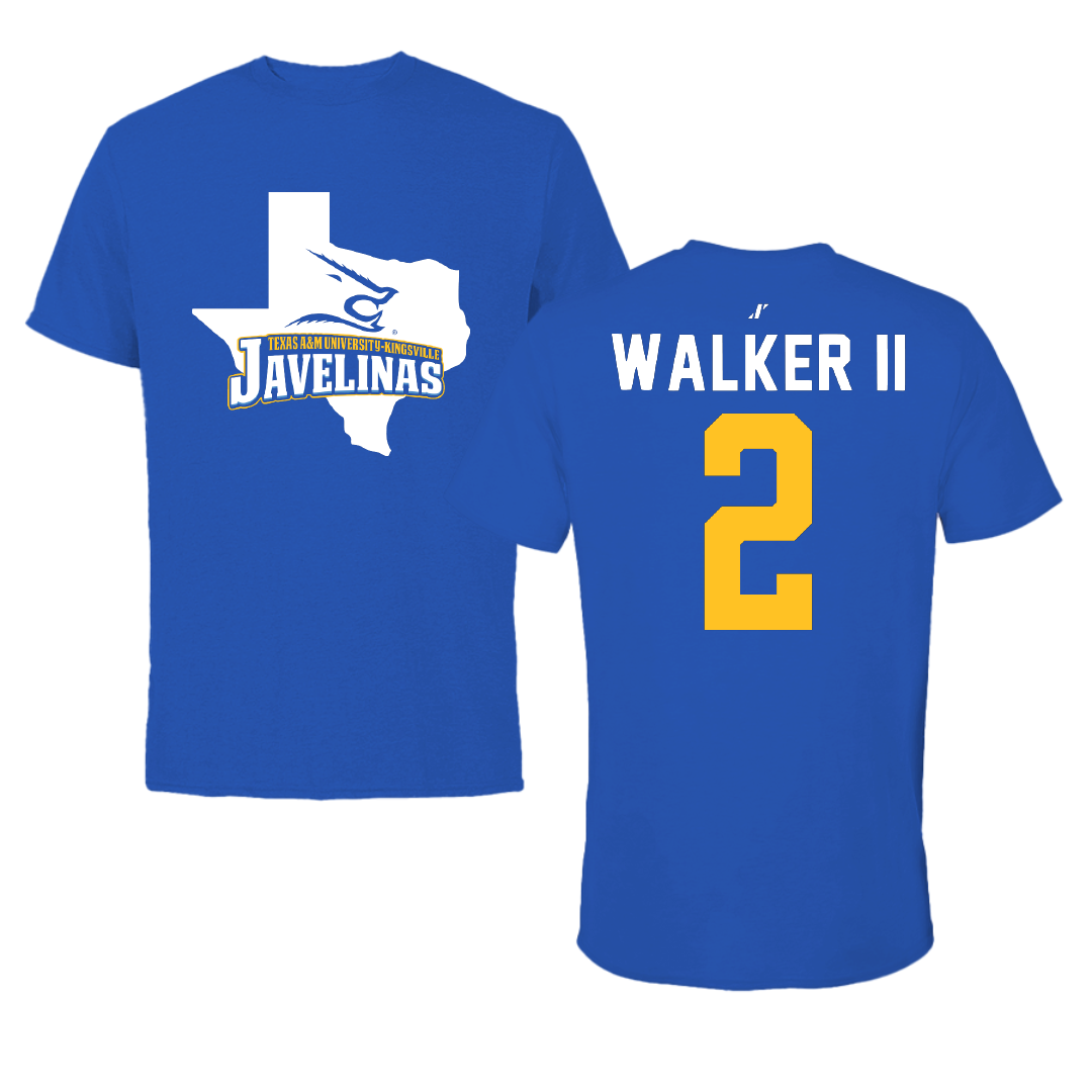 Texas A&M University-Kingsville Basketball Blue State Tee - #2 Andre Walker II