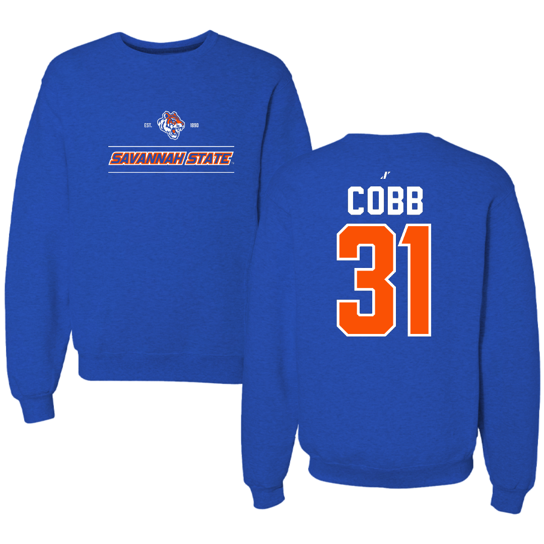 Savannah State University Football Blue General Crewneck - #31 Jason Cobb