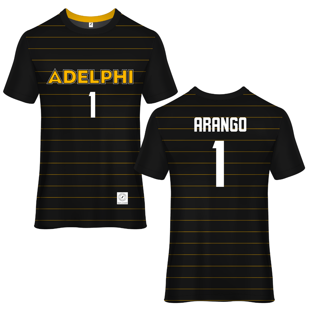 Adelphi University Black Soccer Jersey - #1 Santiago Arango