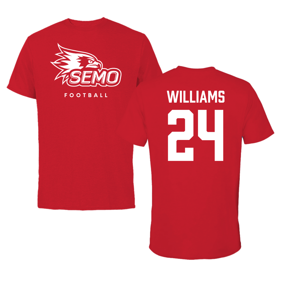 Southeast Missouri State University Football Red Performance Tee - #24 JaQori Williams