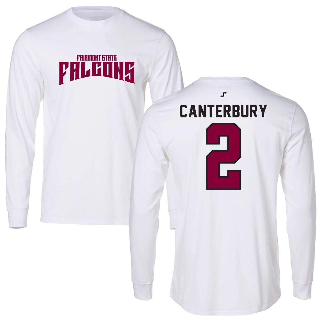 Fairmont State University Baseball White Classic Performance Long Sleeve - #2 Noah Canterbury
