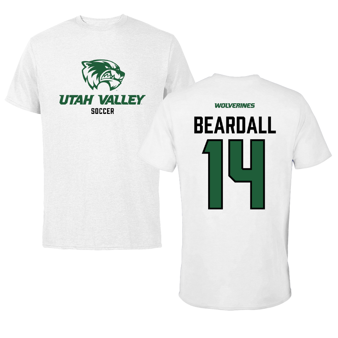 Utah Valley University Soccer White Performance Tee - #14 Sadie Beardall