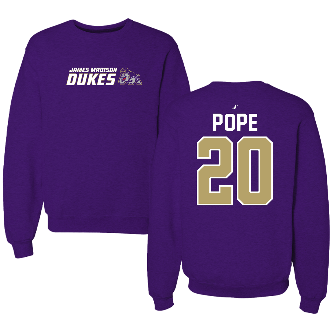 James Madison University Basketball Purple General Crewneck - #20 Jarrell Pope