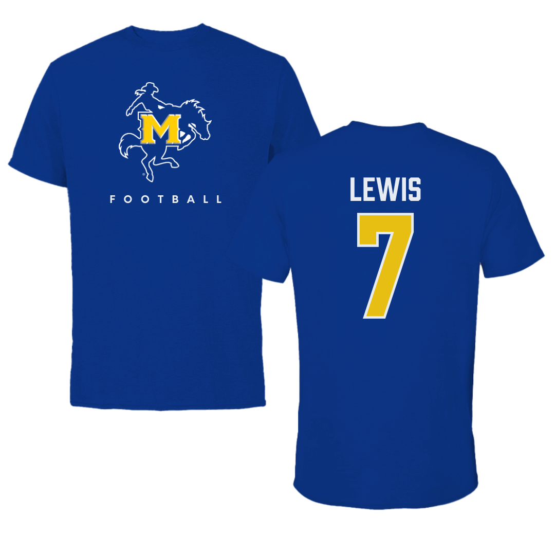 McNeese State University Football True Royal Blue Performance Tee - #7 Johnquai Lewis