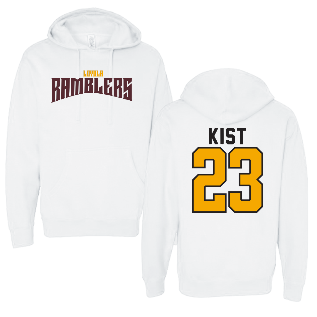 Loyola University-Chicago Soccer White Classic Hoodie - #23 Kameron Kist