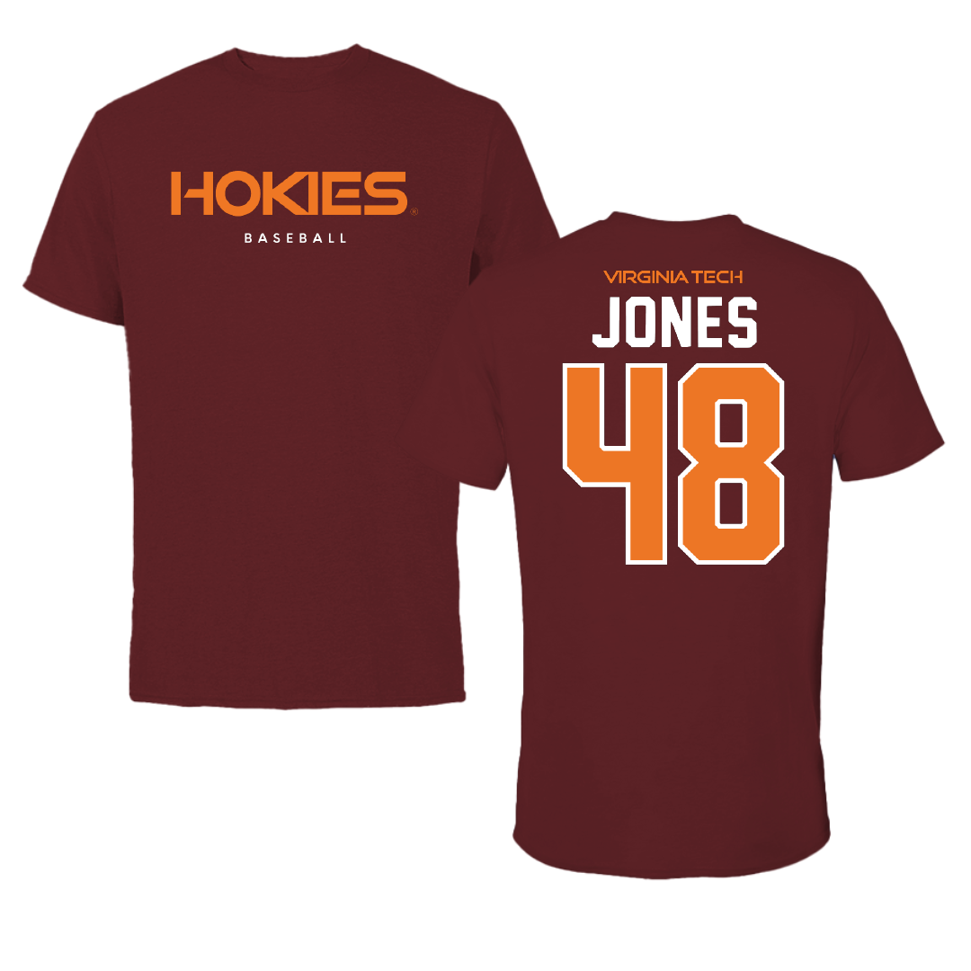 Virginia Tech Baseball Maroon Performance Tee - #48 Mitch Jones