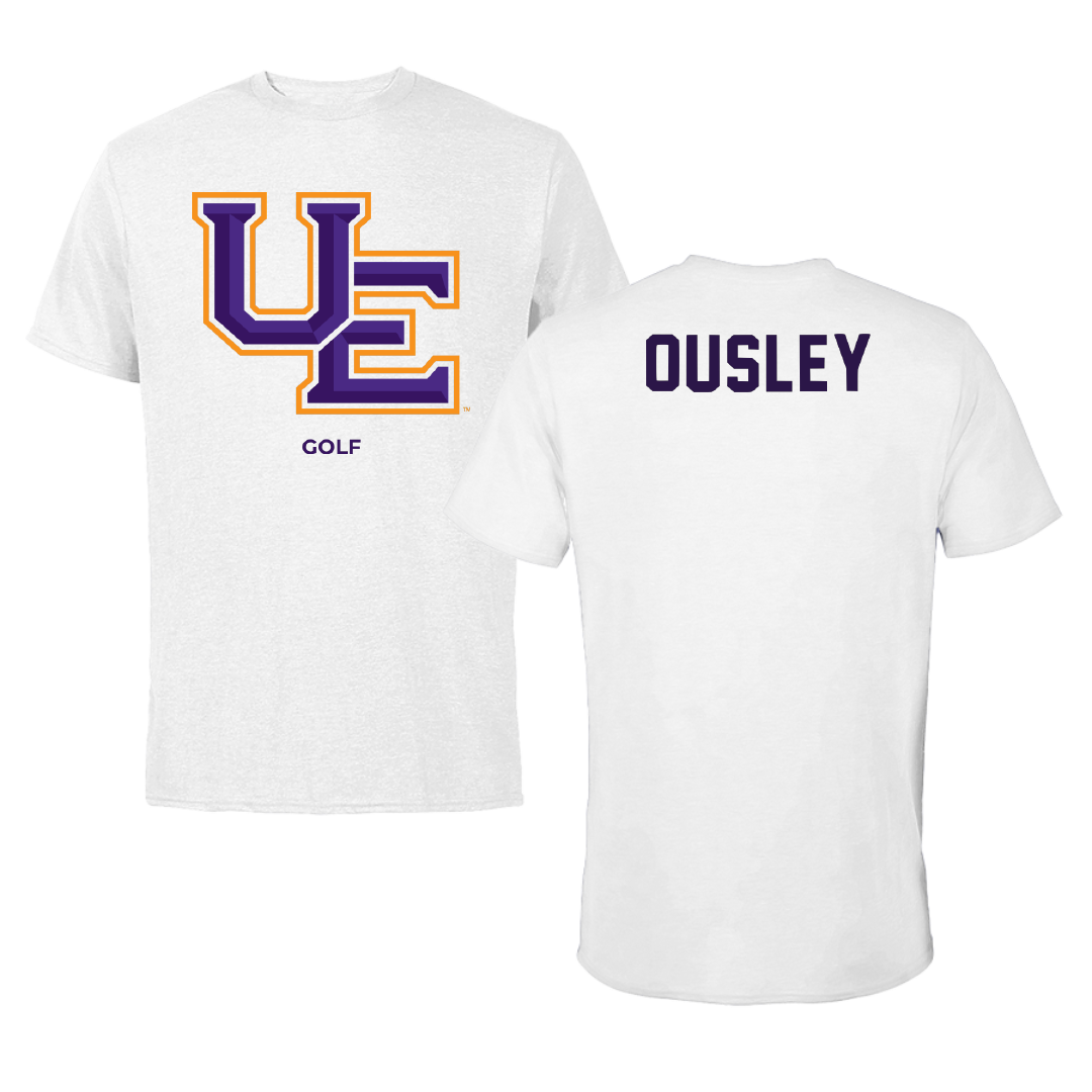 University of Evansville Golf White Tee - Jamison Ousley