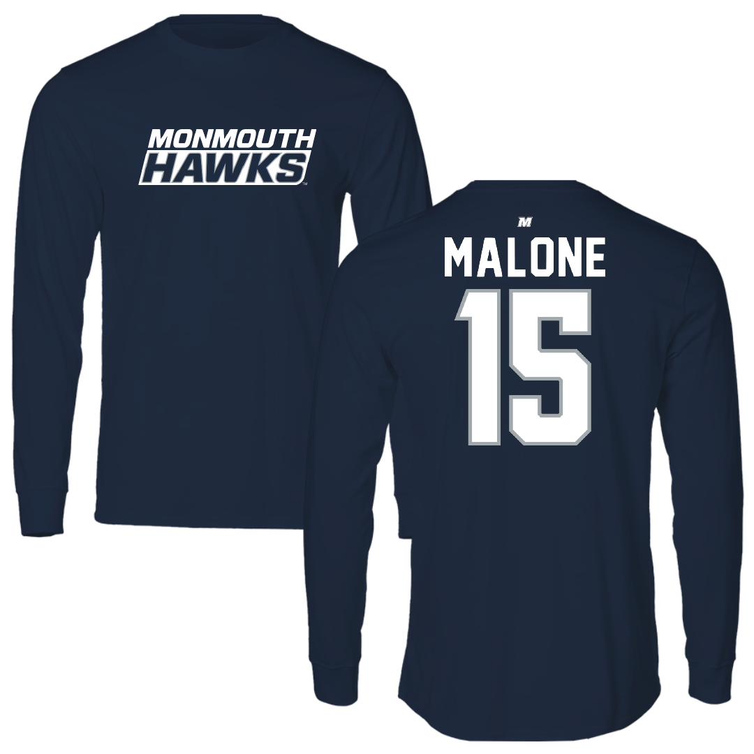 Monmouth University Lacrosse Navy Long Sleeve - #15 Carter Malone