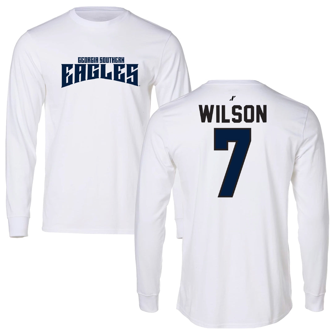 Georgia Southern University Soccer White Classic Performance Long Sleeve - #7 Kendall Wilson