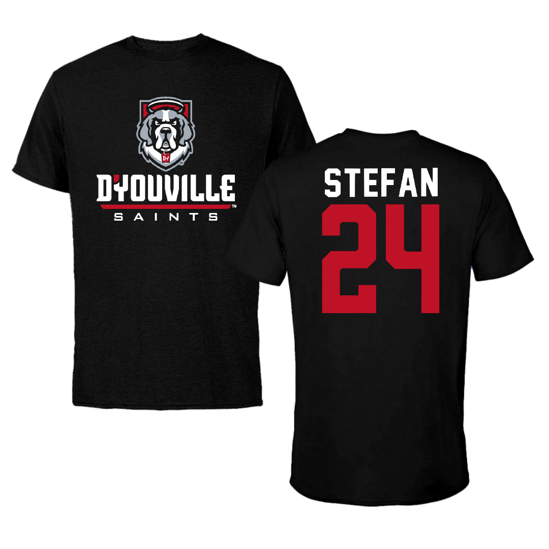 D'Youville University Baseball Black Performance Tee - #24 Chris Stefan