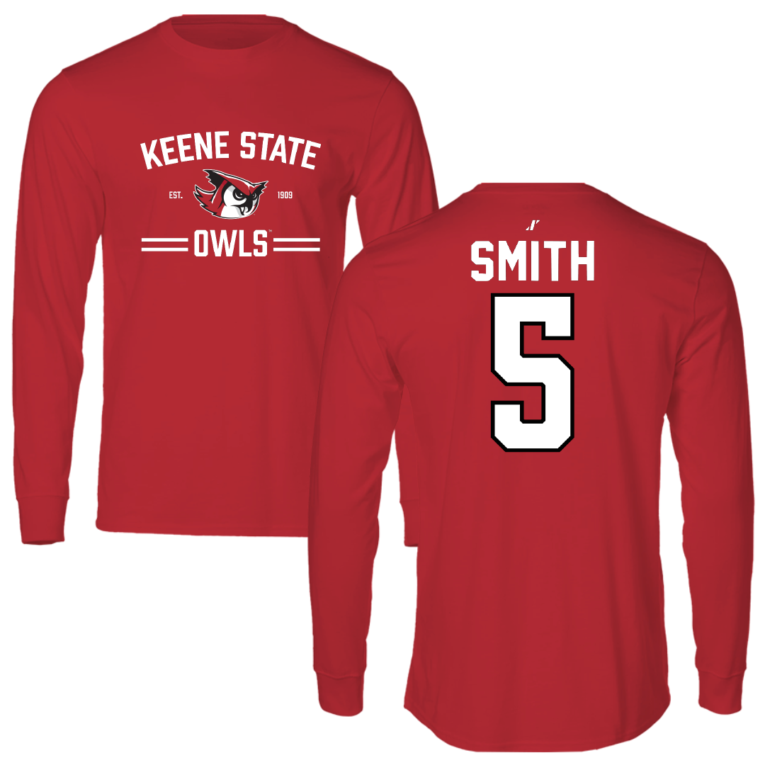 Keene State College Ice Hockey Red General Performance Long Sleeve - #5 Jason Smith