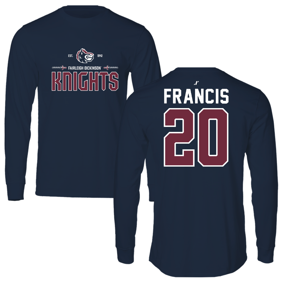 Fairleigh Dickinson University-Metropolitan Campus Basketball Navy General Long Sleeve - #20 Davin Francis