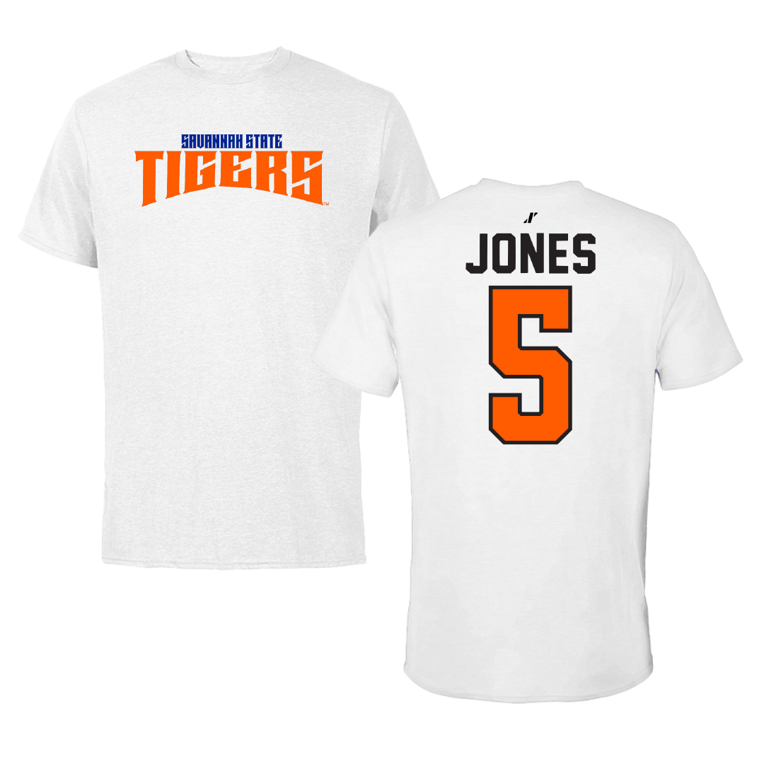 Savannah State University Basketball White Classic Performance Tee - #5 Jashiyah Jones