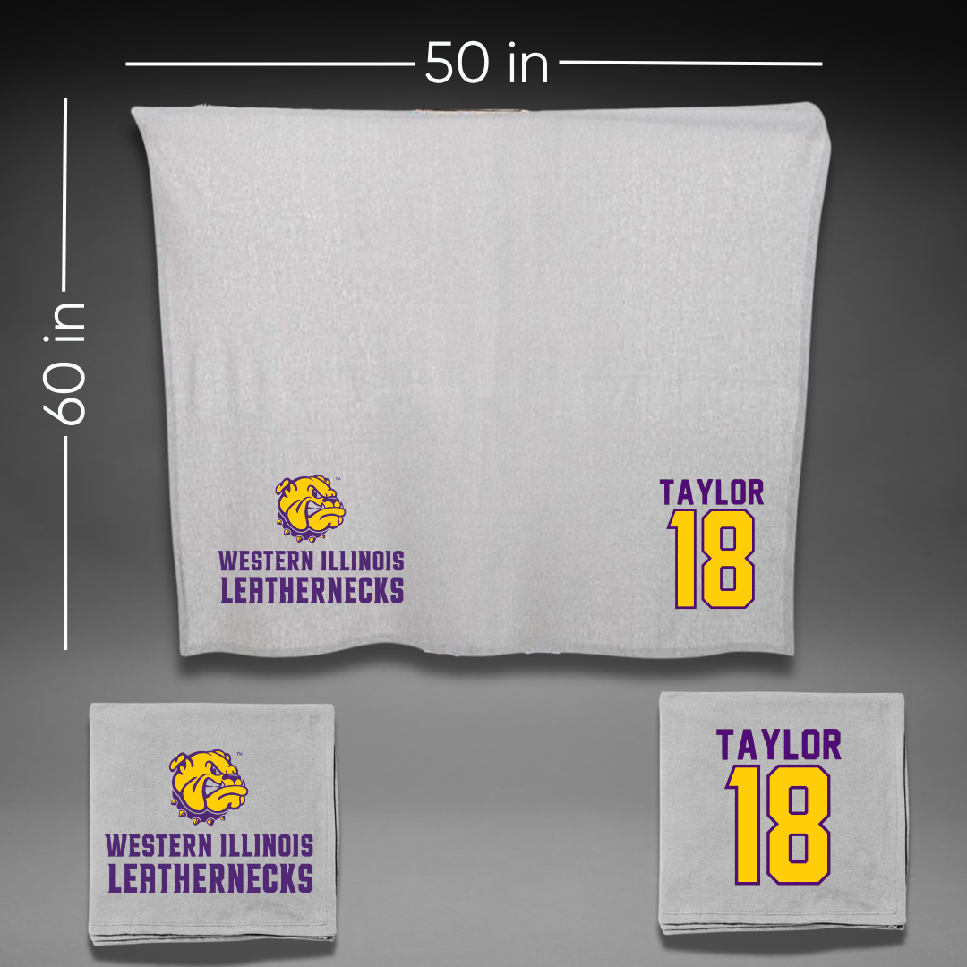 Western Illinois University Football Gray Blanket - #18 DJ Taylor