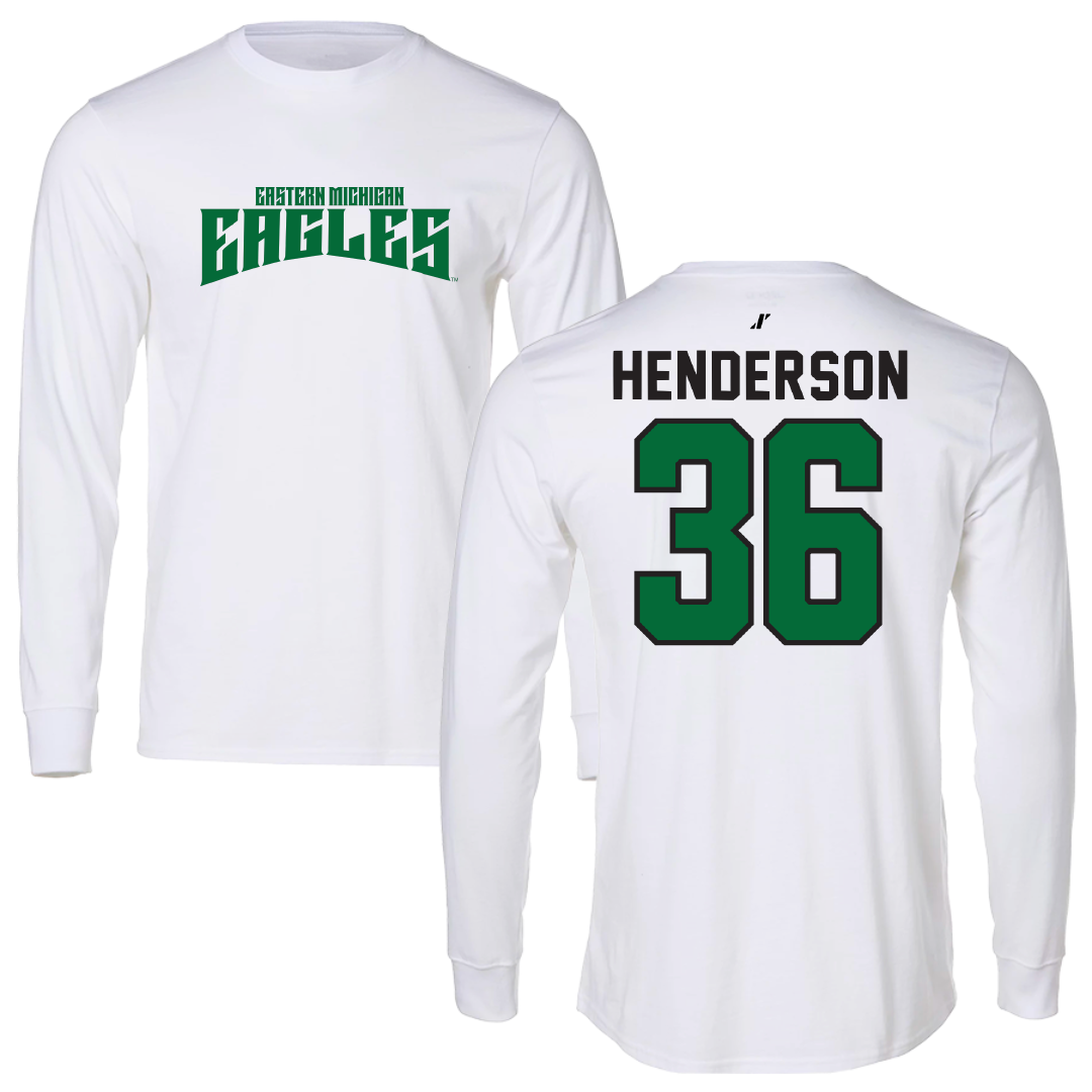 Eastern Michigan University Baseball White Classic Long Sleeve - #36 Eli Henderson