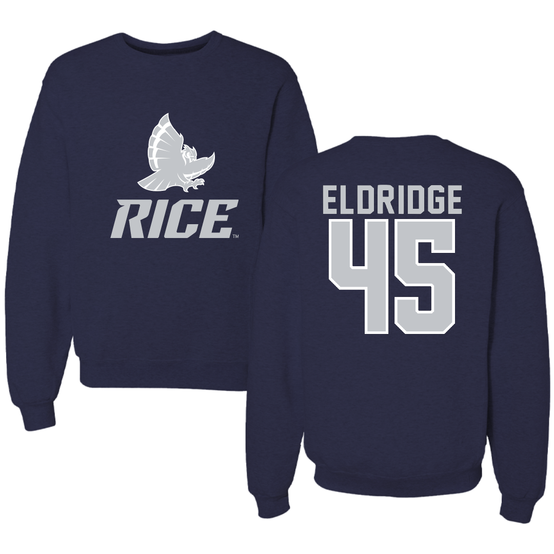 Rice University Baseball Navy Crewneck - #45 Barrett Eldridge