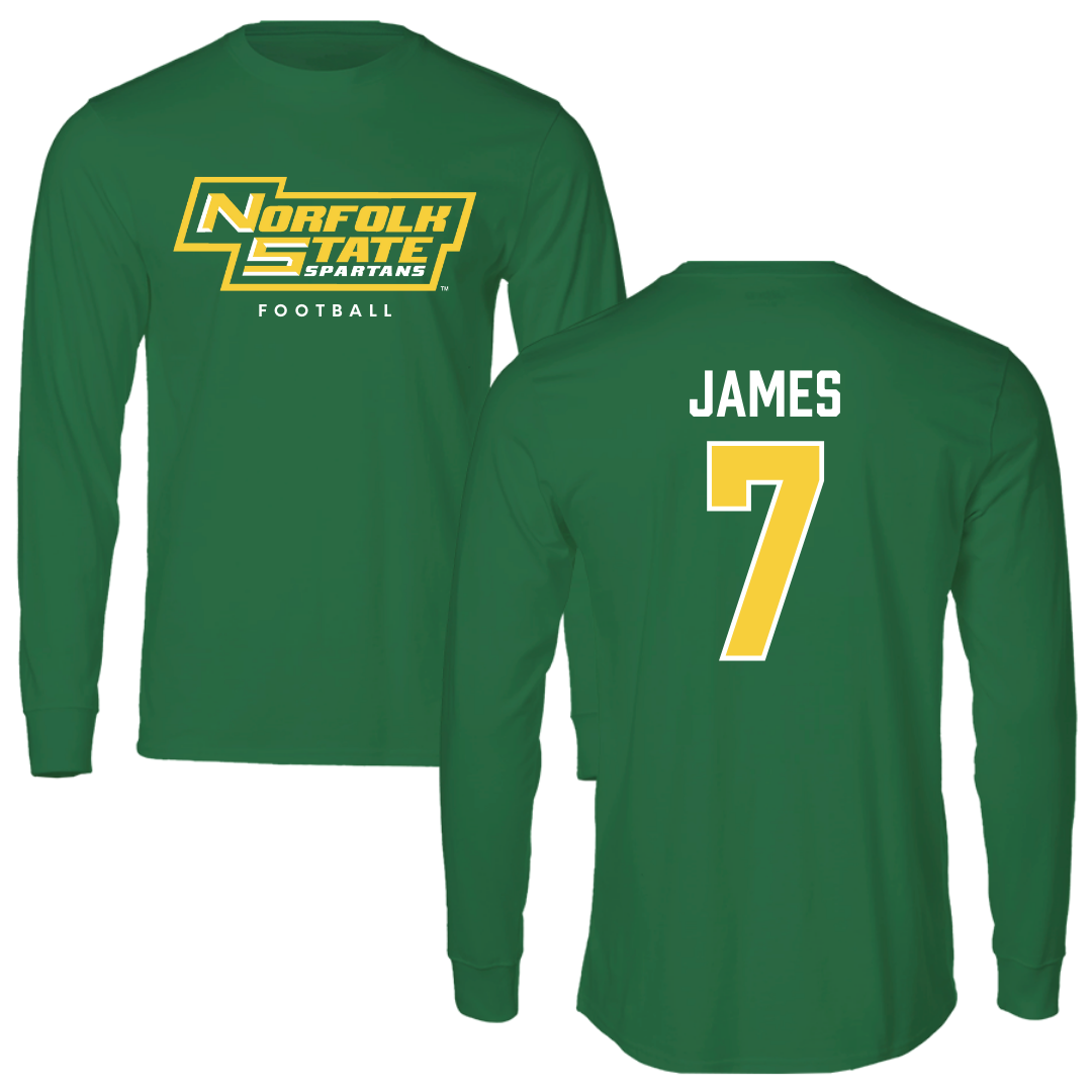 Norfolk State University Football Kelly Green Long Sleeve - #7 Nolan James