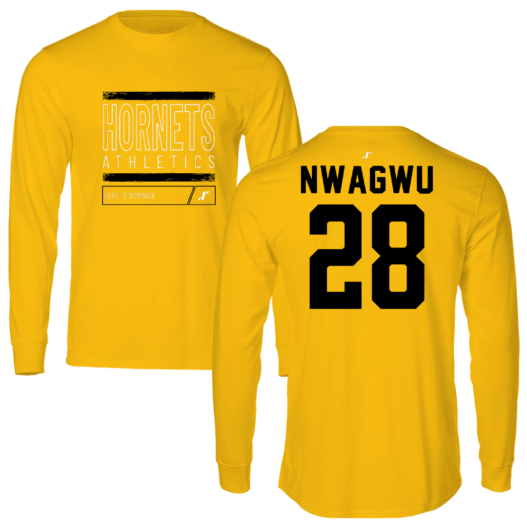 Alabama State University Football Gold Dominate Performance Long Sleeve - #28 Nathan Nwagwu