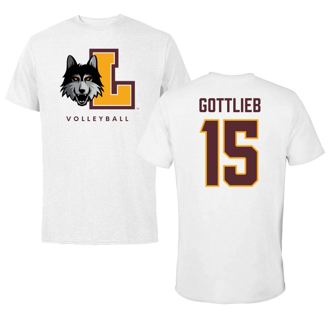 Loyola University-Chicago Volleyball White Performance Tee - #15 Josh Gottlieb
