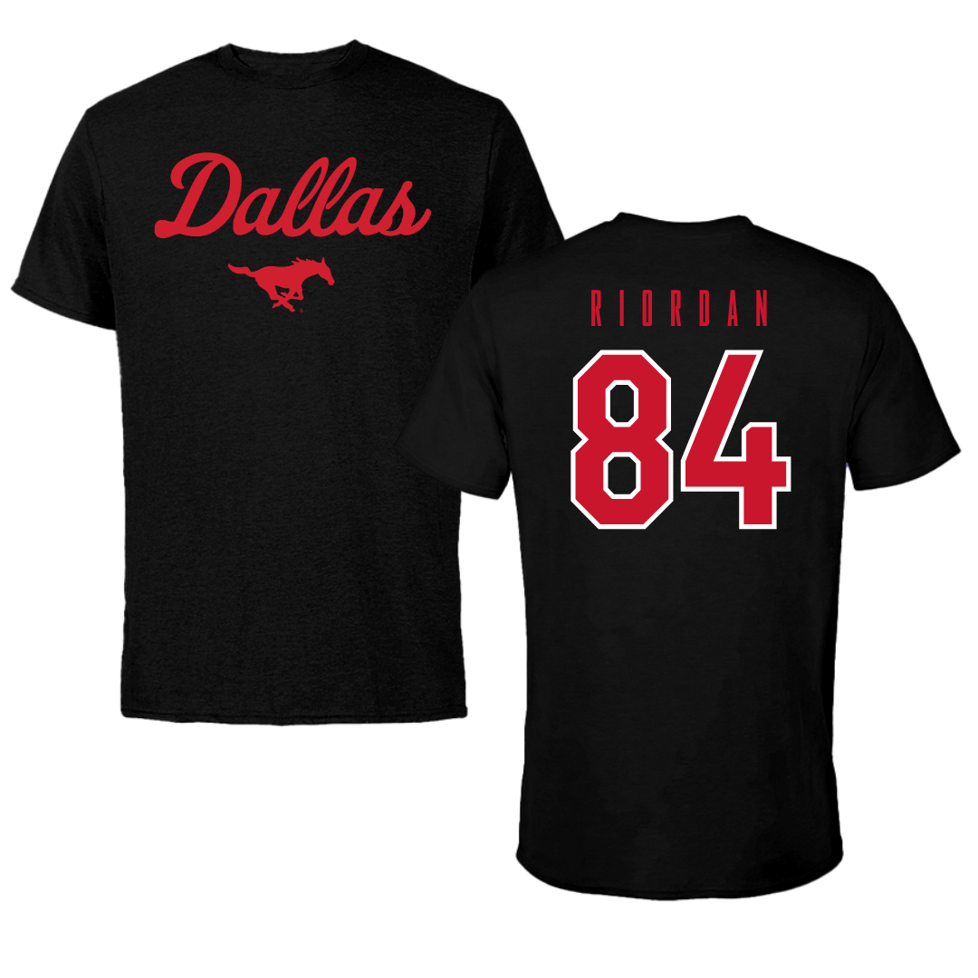 Southern Methodist University Football Black Dallas Tee - #84 Tripp Riordan