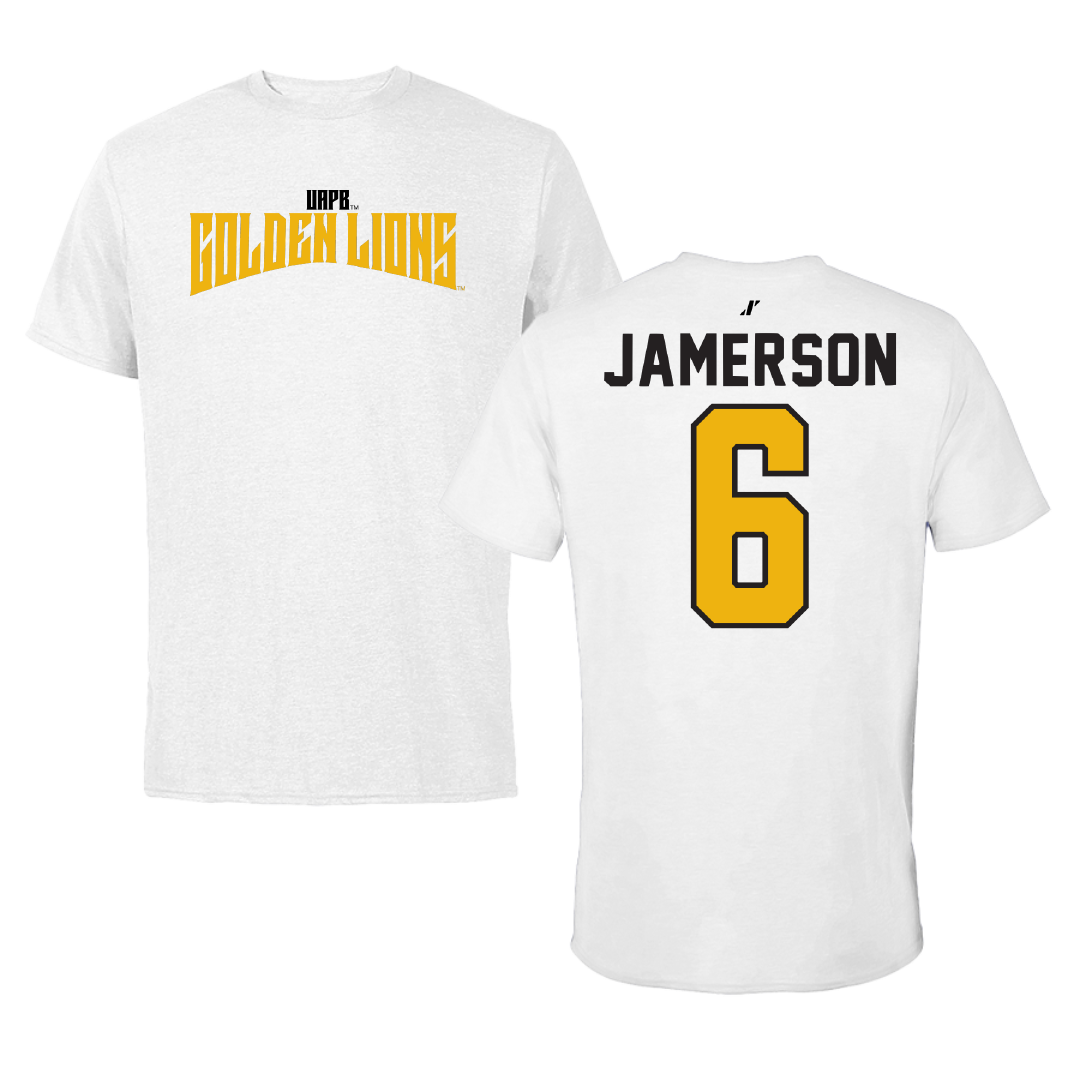 University of Arkansas-Pine Bluff Football White Classic Tee - #6 Michael Jamerson