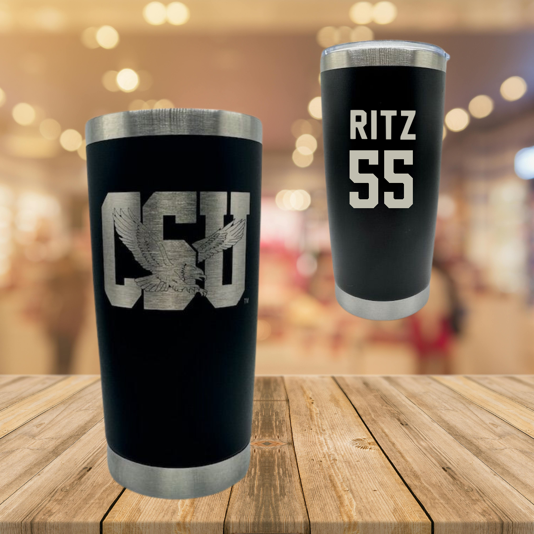 Coppin State University Baseball Black Stainless Steel Tumbler - #55 Justin Ritz