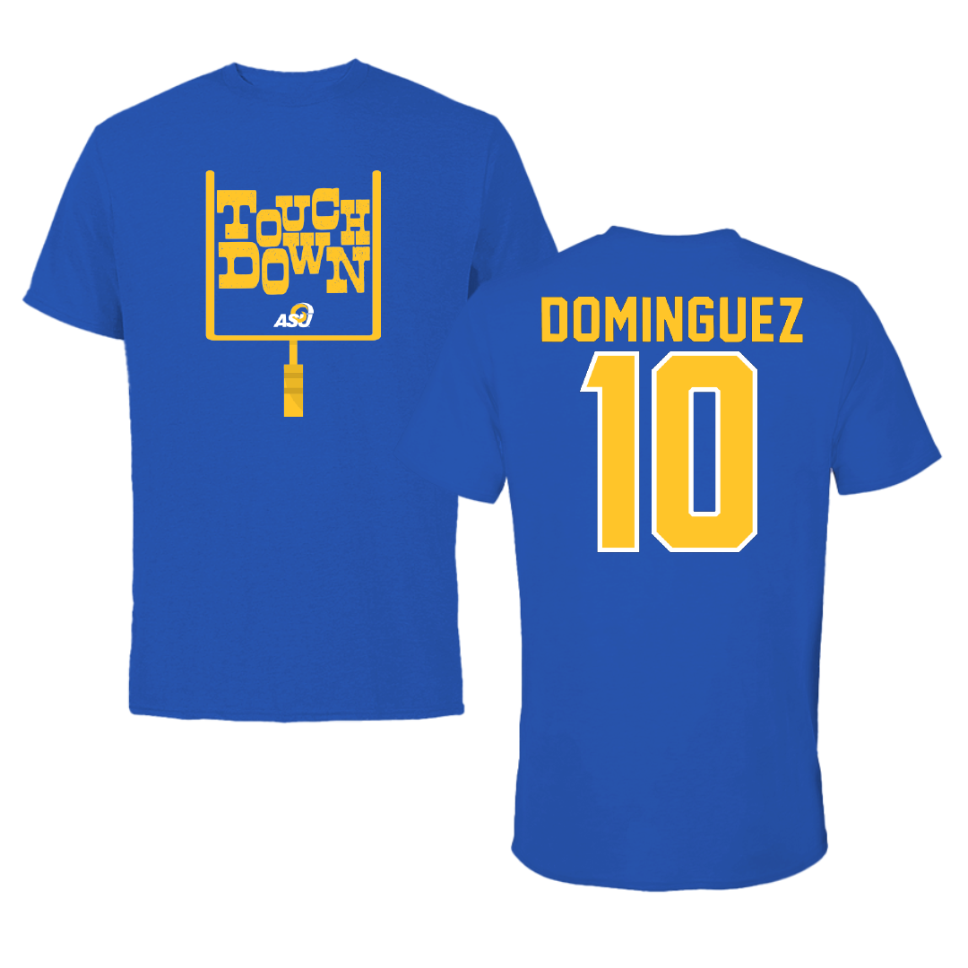 Angelo State University Football Blue Touchdown Tee - #10 Athen Dominguez