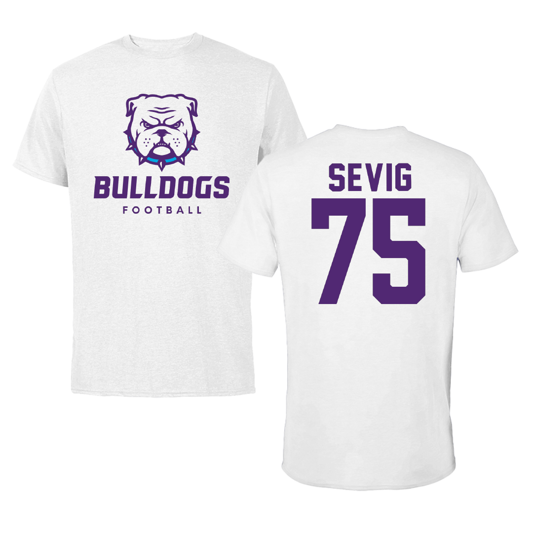 Truman State University Football White Tee - #75 Oliver Sevig