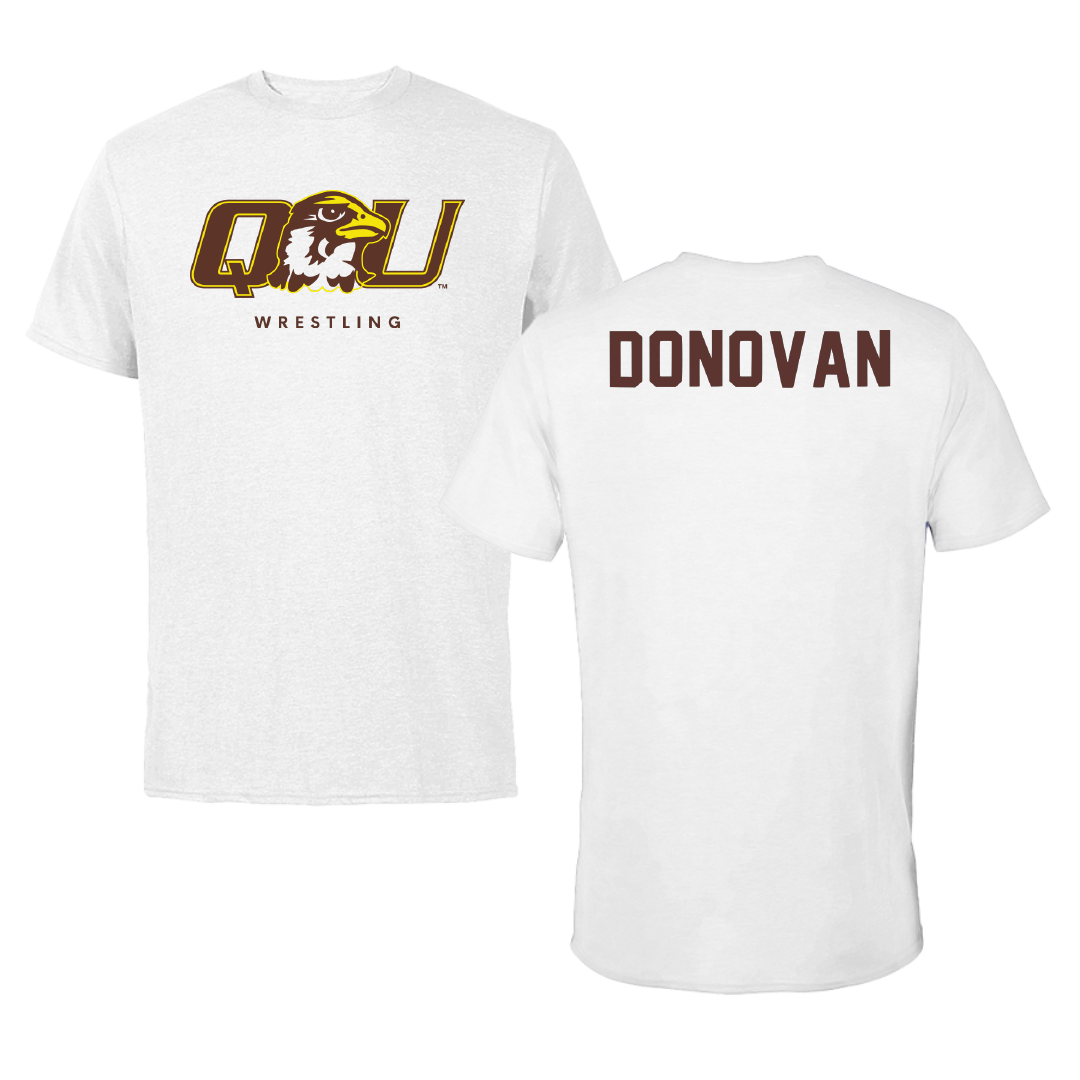 Quincy University Wrestling White Performance Tee - Trinity Donovan