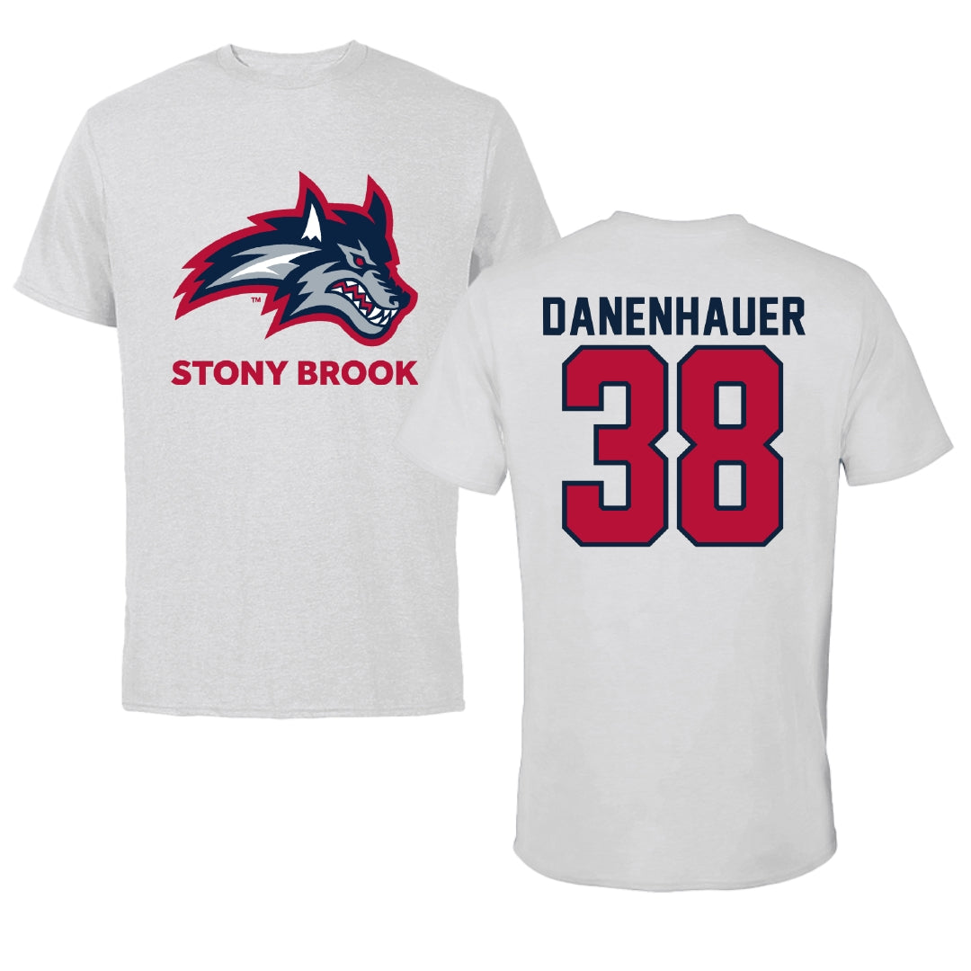 Stony Brook University Football Light Gray Tee - #38 Sid Danenhauer