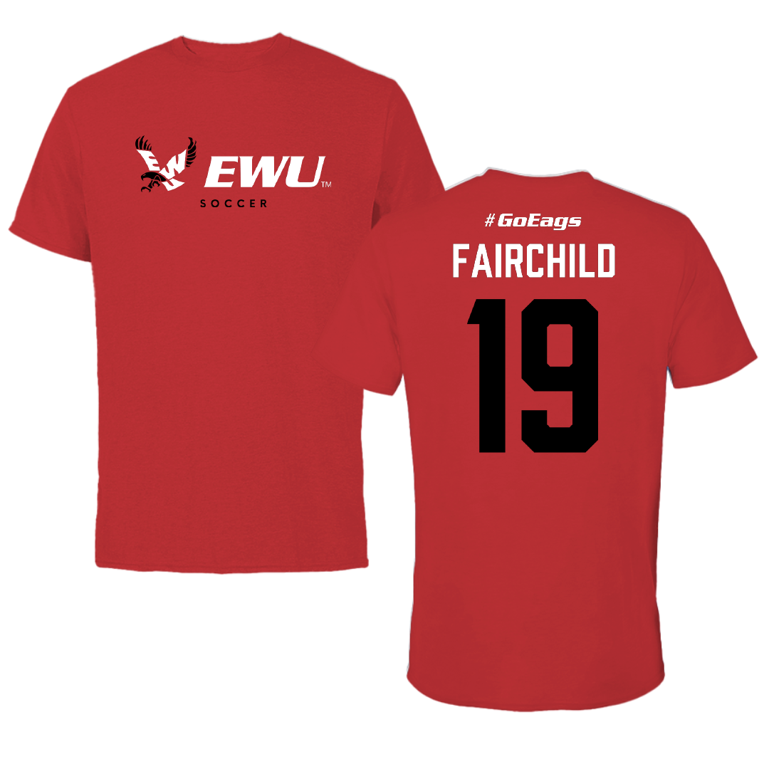 Eastern Washington University Soccer Red Block Performance Tee - #19 Chloe Fairchild