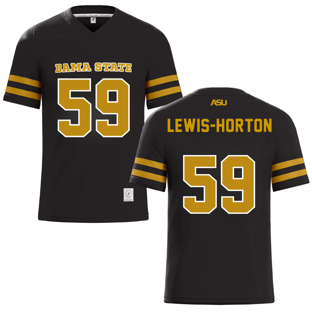 Alabama State University Black Football Jersey - #59 Jaland Lewis-Horton