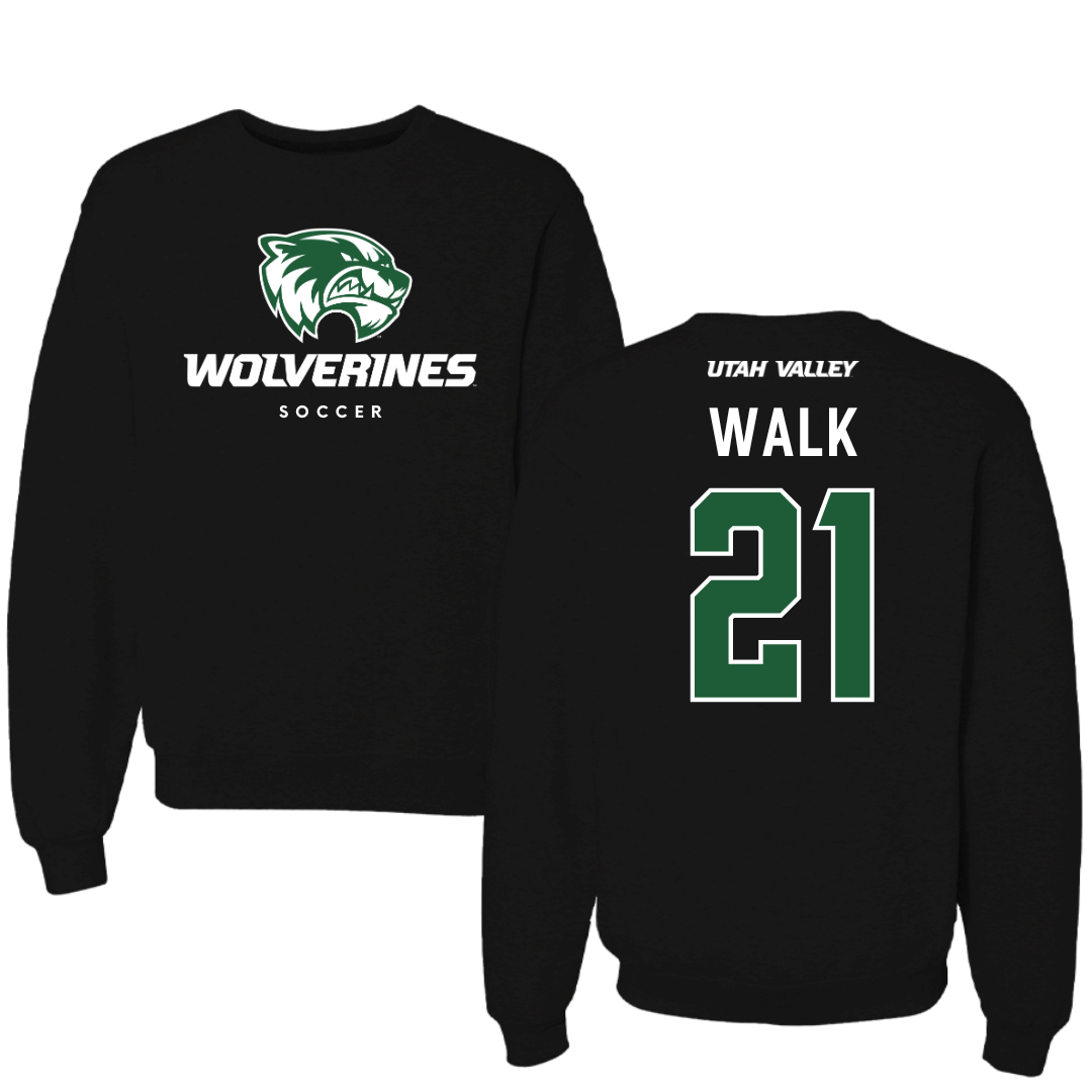 Utah Valley University Soccer Black Mascot Crewneck - #21 Trevor Walk