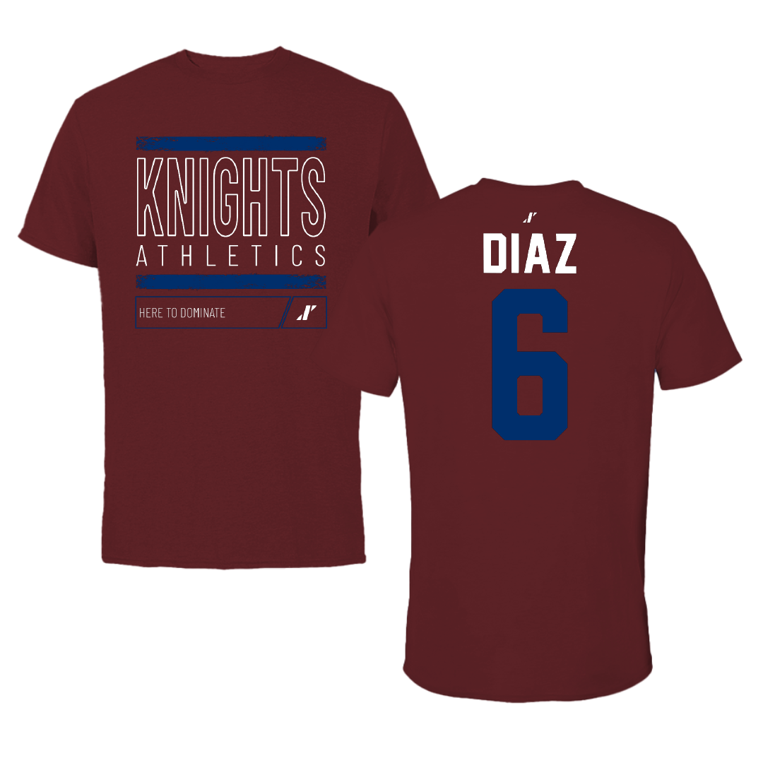 Fairleigh Dickinson University-Metropolitan Campus Volleyball Maroon Dominate Tee - #6 Diego Diaz