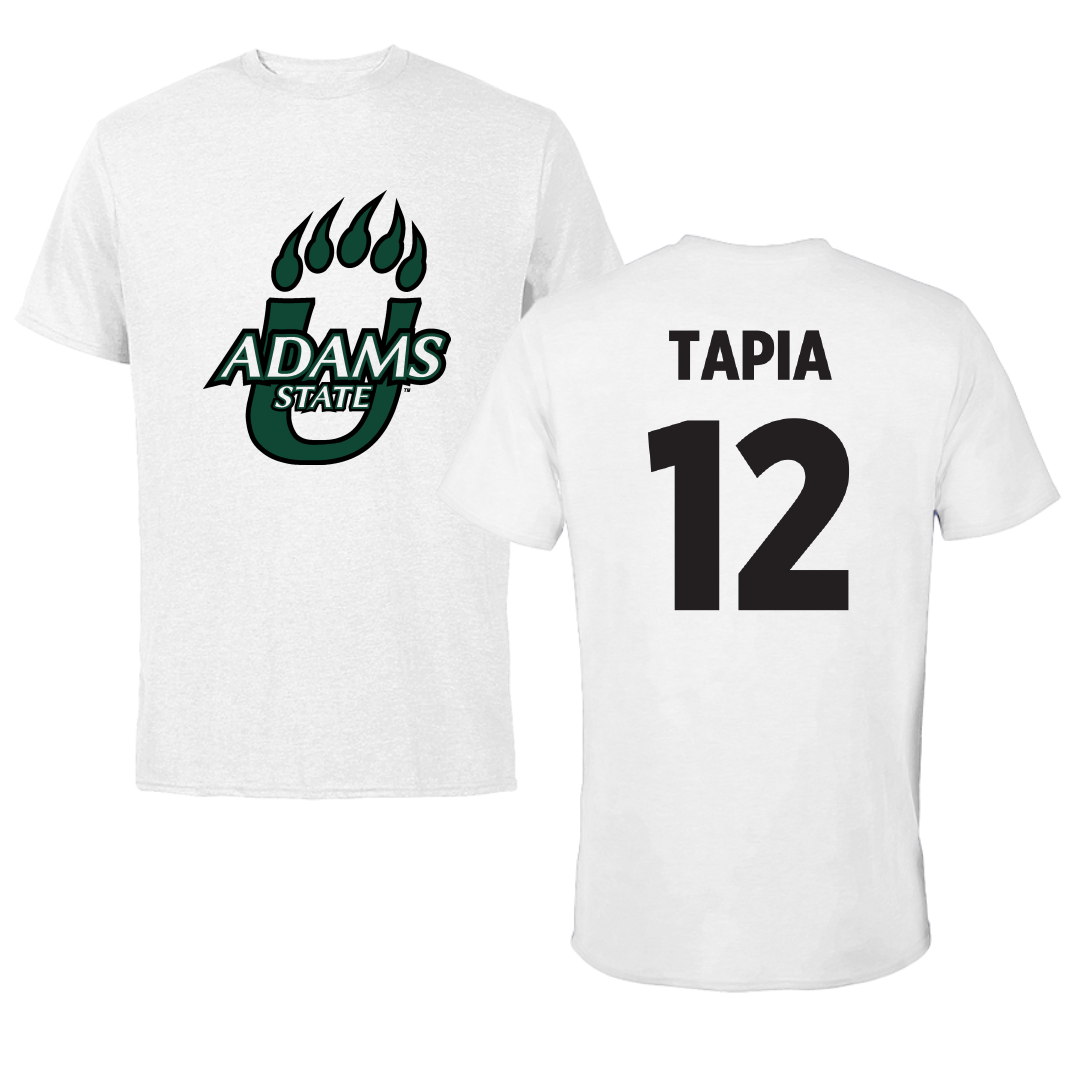 Adams State University Basketball White Tee - #12 Jude Tapia