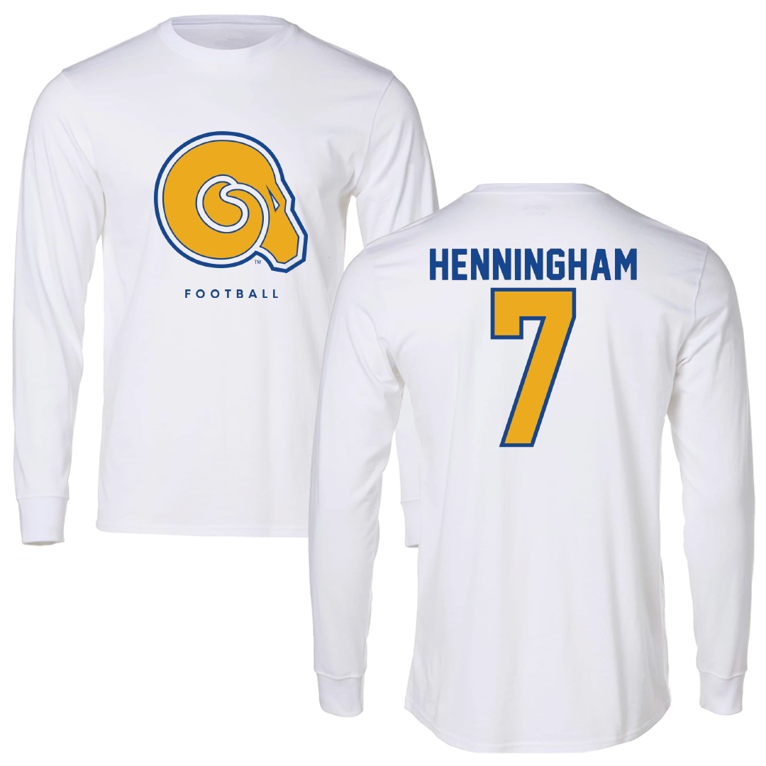 Albany State University Football White Performance Long Sleeve - #7 Aydin Henningham