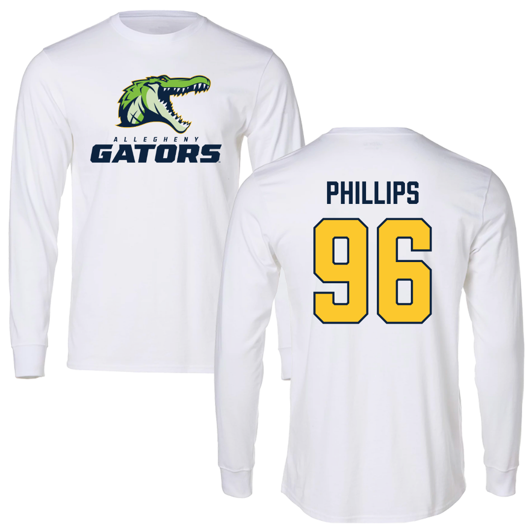 Allegheny College Football White Long Sleeve - #96 Matthew Phillips