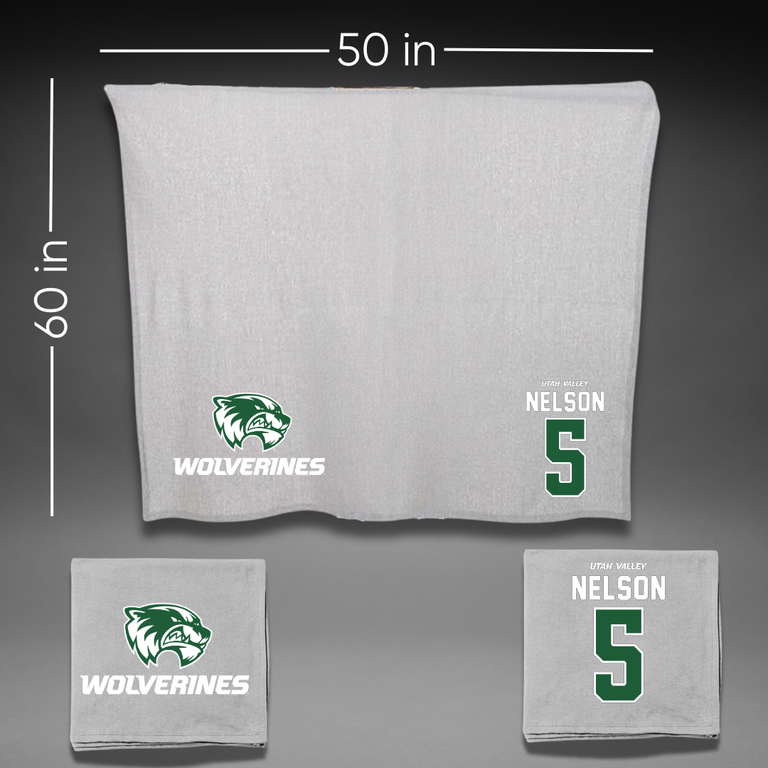 Utah Valley University Soccer Gray Blanket - #5 Taylor Nelson