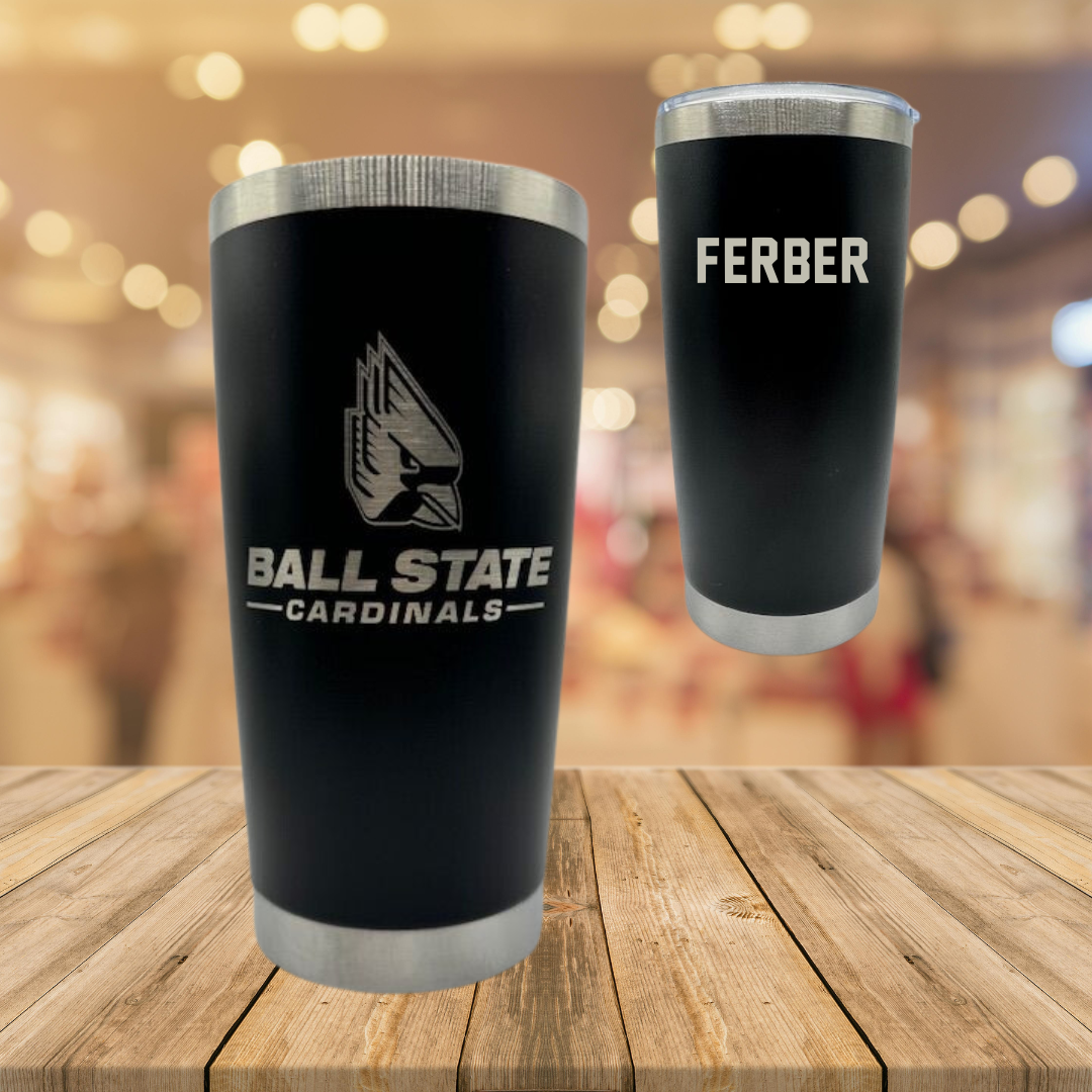 Ball State University Swimming & Diving Black Stainless Steel Tumbler - Reeve Ferber